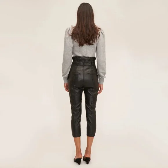 NWT Marissa Webb "Anniston" Leather Pants in Black, size 2 - Picture 3 of 13